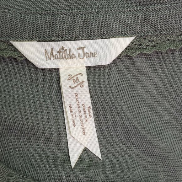 Matilda Jane Womens M Green Long Sleeve Button-Up Midi Dress With Pockets Ruffle - Picture 4 of 9